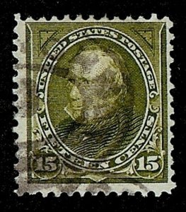 US Scott 284 15c Henry Clay USED F/VF LH Olive Green P12 Oval Hand Cancel 1898