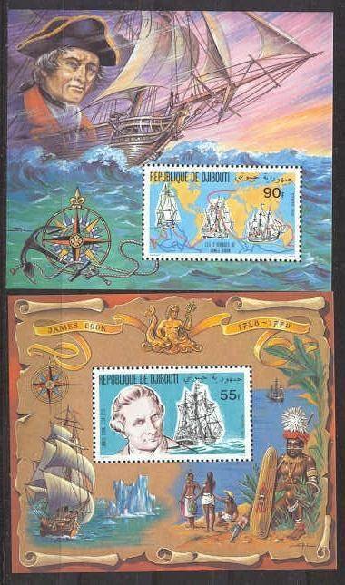 Djibouti Mi.bl.27A/28A MNH s/s Ships/J.Cook