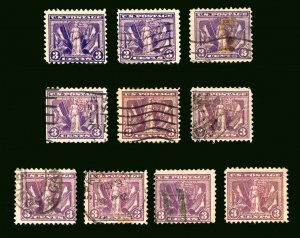 #537 & #537B 1919 3c Victory Issue with Range of Shades Mint & Used