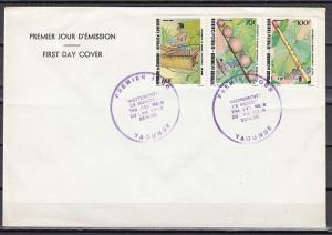 Cameroon, Scott cat. 773-775. Music Instruments issue on a First day cover.