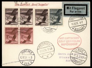 Austria 1931 Graf Zeppelin Si132 Meiningenfahrt Flown Cover 99817