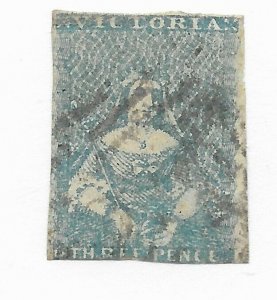 Australia Victoria #3 Thins Stamp CAT VALUE $450.00