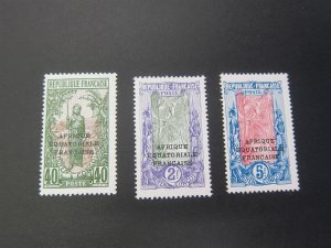 French Equatorial Africa 1924 Sc 38,48,50 MH