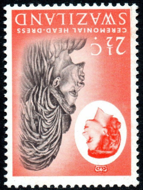 1962 Swaziland Sg 93w 2½c black and vermillion Inverted Watermark Unmoun