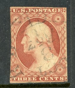 USA 1851 Washington 3¢ Orange Brown Type II Scott #10A VFU R450