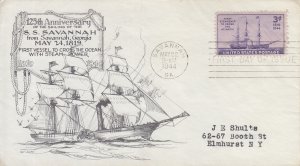 1944 Steamship Savannah  (Scott 923) Day Lowry TA FDC