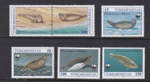 Turkmenistan # 34-39, WWF, Seals, NH, 1/2 Cat.