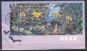 Australia, Scott cat. 1622a. Nocturnal Animals & Owl issue. First day cover.