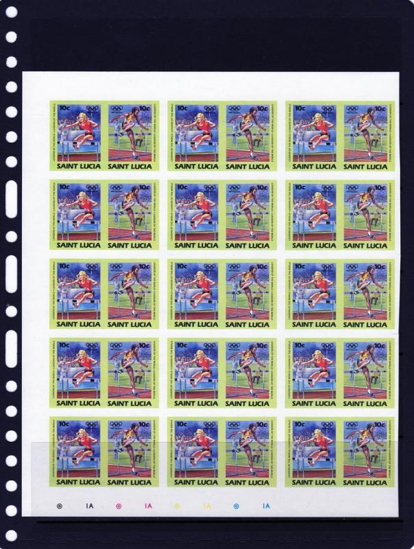 St.Lucia 1984 Los Angeles Olympic Block of 15 Sets Imperf !!