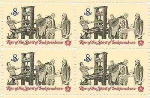 1973 Spirit of Independence Block of 4 8c Postage Stamps, Sc#1476, MNH, OG