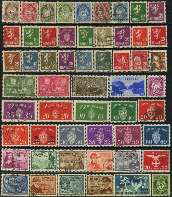 500+ Norway Postage Used Stamp Collection 1883-1982 Europe NORGE