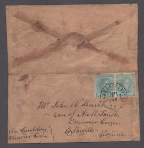 **CSA Cover, SC# 12, Charlottesville, VA, 12/18/1864, Turned Cover