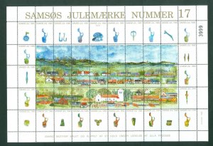 Denmark. 1995. Christmas Sheet Local Samso  # 17. Church, Lighthouse, Farms.