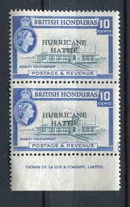 BRITISH HONDURAS; 1950s early QEII Inscription Marginal MINT MNH Pair