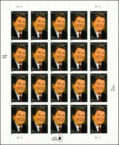 US 3897 Ronald Reagan 37c sheet 20 MNH 2005