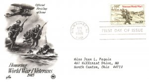 US FIRST DAY COVER HONORING AMERICAN VETERANS SERIES 3 DIFFERENT CACHETS 1985