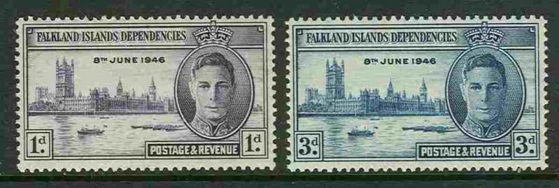 Falkland Dependencies # 1L9-10 WW II Peace (2)  Unused VLH