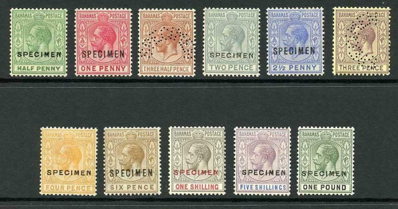 BAHAMAS SG115s/25s 1921-37 Script wmk set of 11 Cat 550 pounds M/M