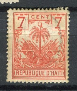 HAITI; 1890s classic Palm Tree issue fine used 7c. value