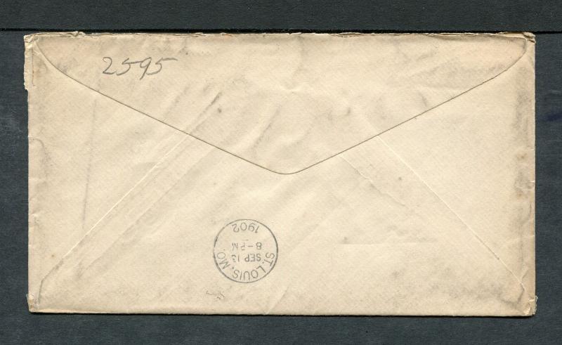 Postal History - Rockport IN 1902 Black Cork Killer Cancel Cover B0404