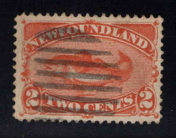 NEWFOUNDLAND Scott 48 Red Orange Codfish stamp nicely centered Used