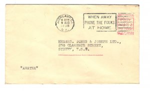 New Zealand 1938 Commercial Ship Mail Cover to Australia  - on the HMT Awatea