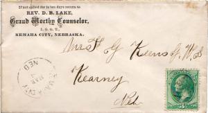 United States Nebraska Nemaha City c1875 target  1856-1895  3c Washington Ban...