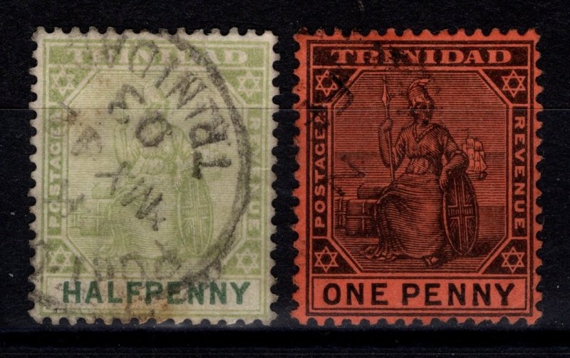 Trinidad 1901-06 Victoria Definitives, ½d & 1d Wmk Crown CA [Used]