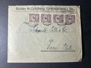 1923 Germany Cover Grobshonau to Davos Platz Richter Goldberg Inflation Judaica