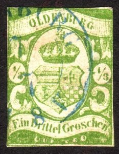 1861, Germany Oldenburg 1/3Gr, Used, Sc 10, Mi 10b