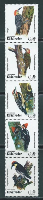 Salvador 1530 Woodpeckers strip MNH