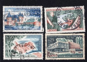 France 1961-65 Group of 4 Commemoratives, Scott 1009, 1011, 1069, 1119 used