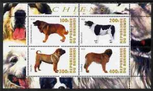 Burundi 2010 Dogs #7 perf sheetlet containing 4 values un...