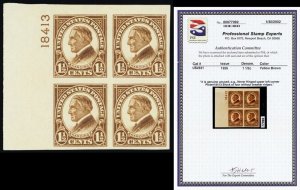 631, Mint NH Plate Block Without Gum Ridges - With PSE Certificate - Stuart Katz