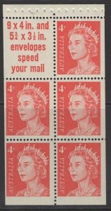 AUSTRALIA SG385a 1966 4c RED BOOKLET PANE MNH