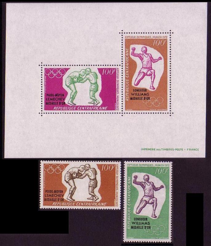 Central African Rep. Olympic Games 2v+MS overprinted SG#275/MS277