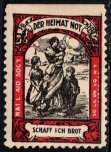 Vintage Germany Charity Poster Stamp National Aid Society I'll Make Bread