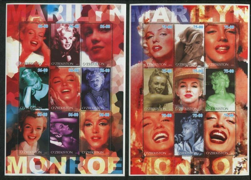 2002 Uzbekistan Postage Stamp Marilyn Monroe Commemorative Souvenir Sheets