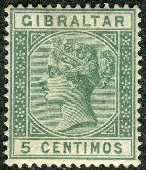 GIBRALTAR-1889-96 5c Green WATERMARK INVERTED.  A mounted mint example Sg 22w