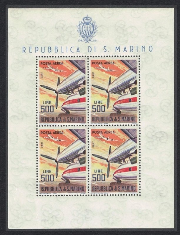 San Marino Rolls Royce Dart 527 Turboprop engine Aircraft Sheetlet of 4 1965