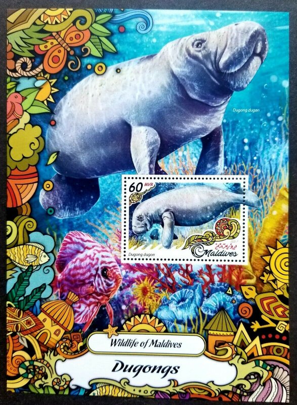 FREE SHIP Maldives Dugongs 2017 Wildlife Marine Life Coral Fish Butterfly MS MNH