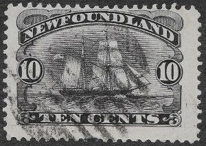 Newfoundland Stamps Scott #59 Used Canadian Prov. 10c Black Schooner SCV $67.50