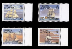 Tristan da Cunha #487-490 Cat$14.50, 1990 Ships, sheet margin set of four, ne...
