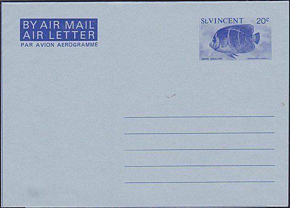 ST VINCENT 20c Fish airletter / aerogramme fine unused....................6069A