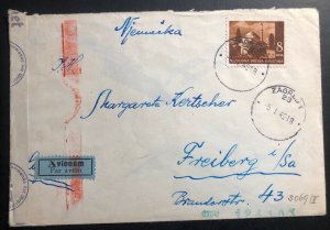 1942 Zagreb Croatia Germany Censored Airmail cover To Freiberg