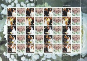 2018 Gibraltar - Personalised Stamp Sheet - Royal Wedding - 20 x E Value