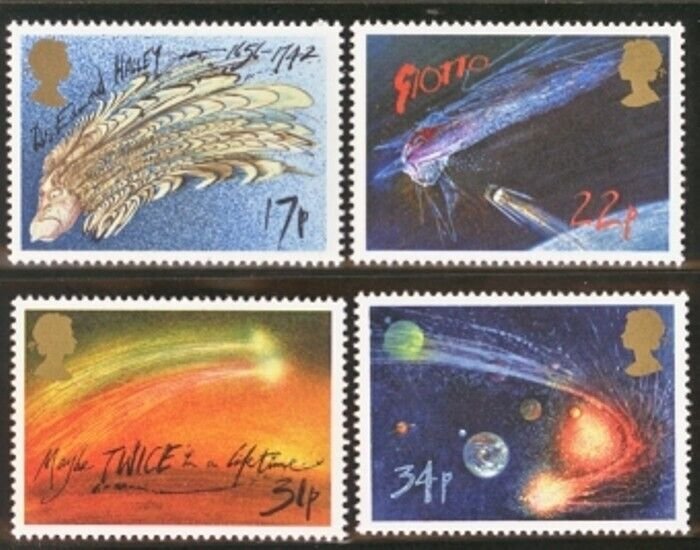 GB MNH Scott 1133-1136, 1986 Halley's Comet complete set of 4, Free Shipping