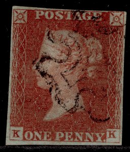 GB QV SG8, 1d red-brown BLACK MX PLATE 30, USED. Cat £65. KK