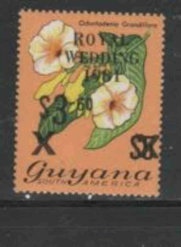 GUYANA #334 1981 3.60 on 5.00 FLOWER MINT VF NH O.G