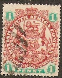 Rhodesia 1896 Scott 26 Coat of Arms short perfs